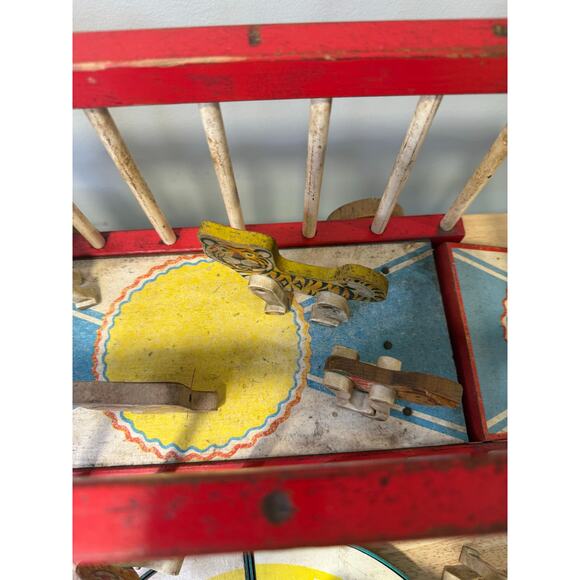 Fisher Price Vintage 1962 Circus Wagon Cage Wooden Animals and Clown Figures JL - Picture 10 of 16